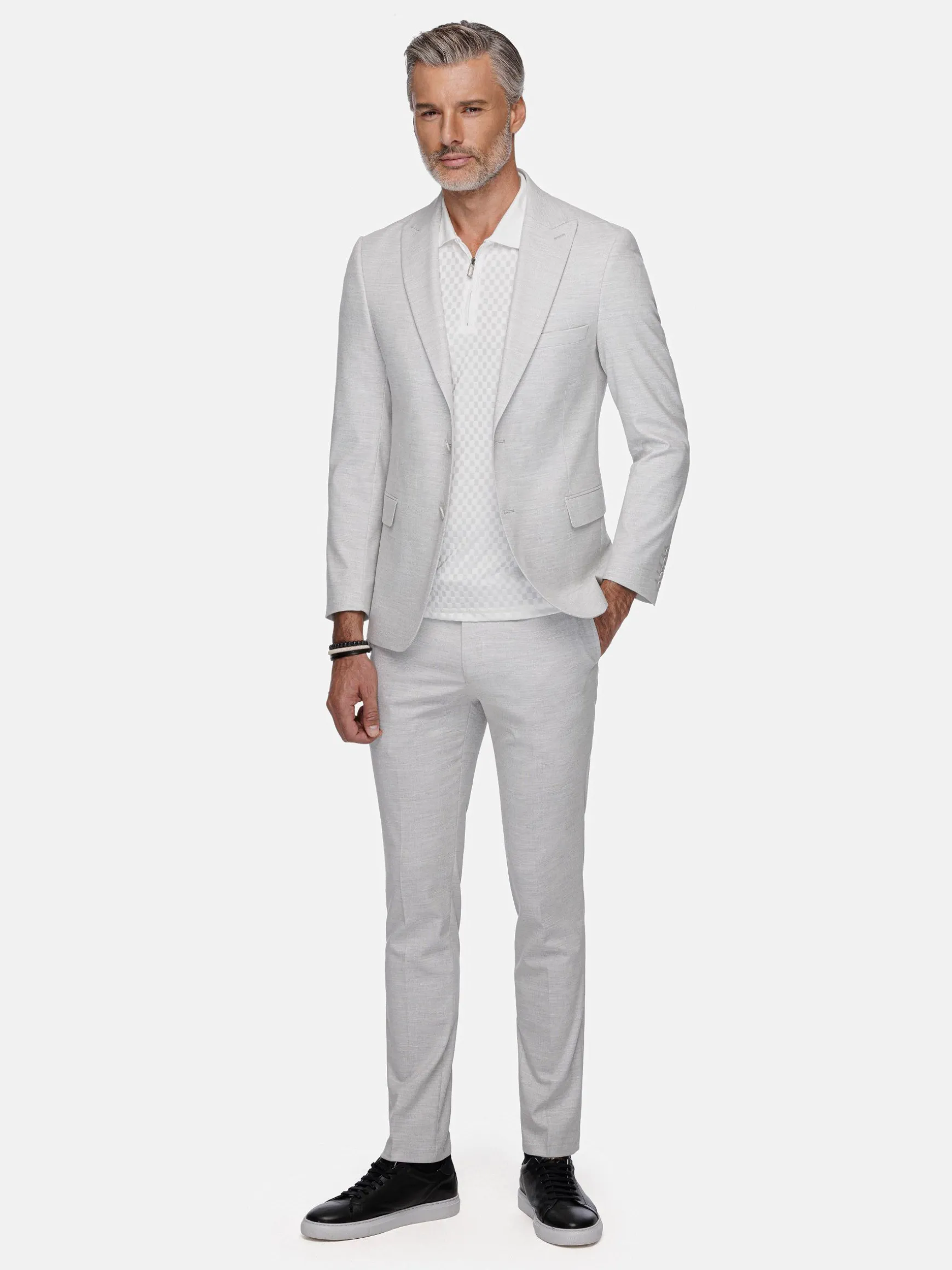 WAM DENIM Pakken & Maatwerk*Newsted Comfort Wide Lapel Light Grey Colbert