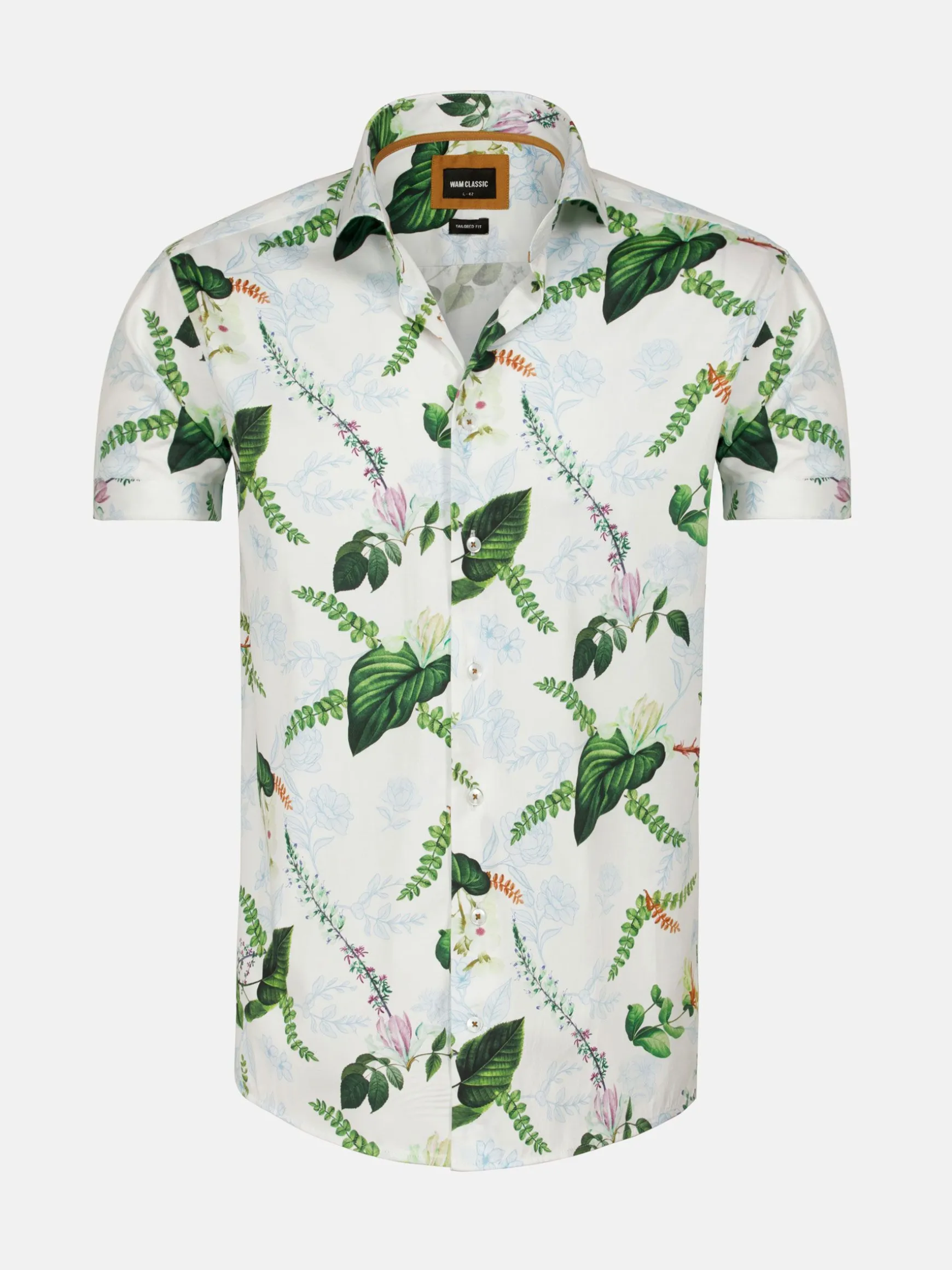 WAM DENIM Overhemd Korte Mouwen*Parker Tailored Fit White Overhemd