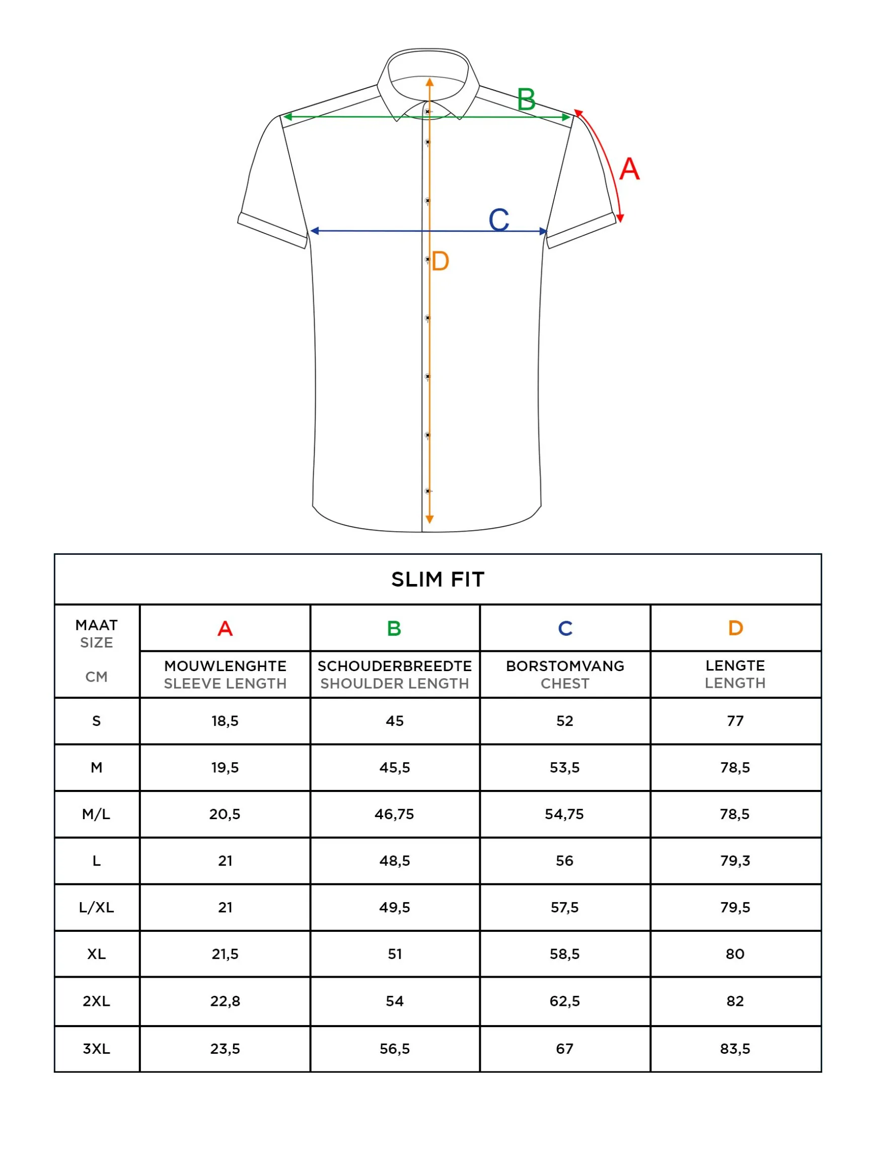 WAM DENIM Overhemd Korte Mouwen*Parker Tailored Fit White Overhemd