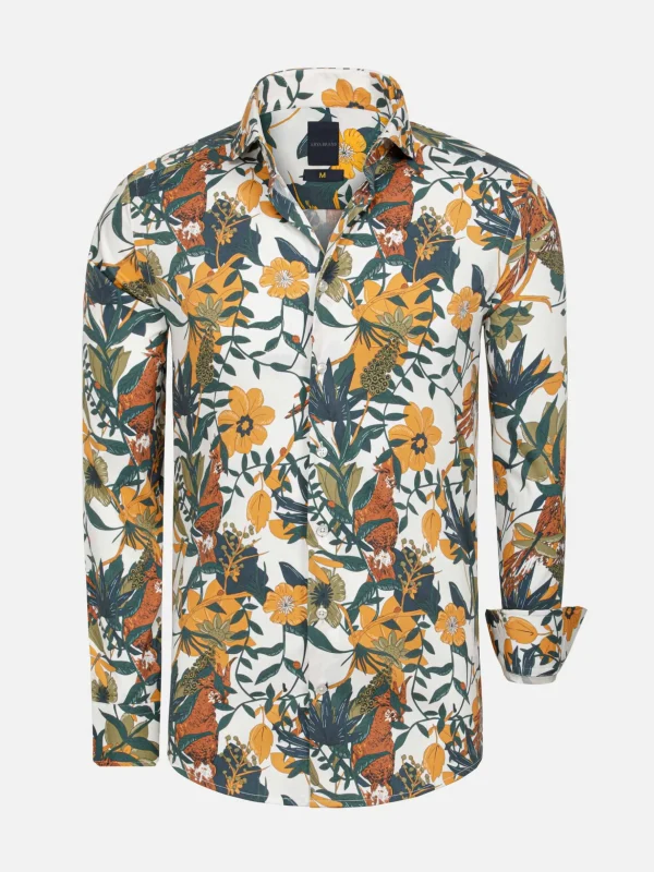 WAM DENIM Overhemd Lange Mouwen*Porto White Yellow Overhemd