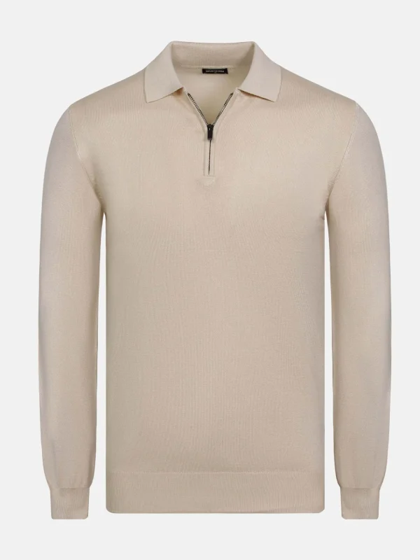 WAM DENIM Truien & Pullovers*Raglan Half Zip Closer Beige Pullover