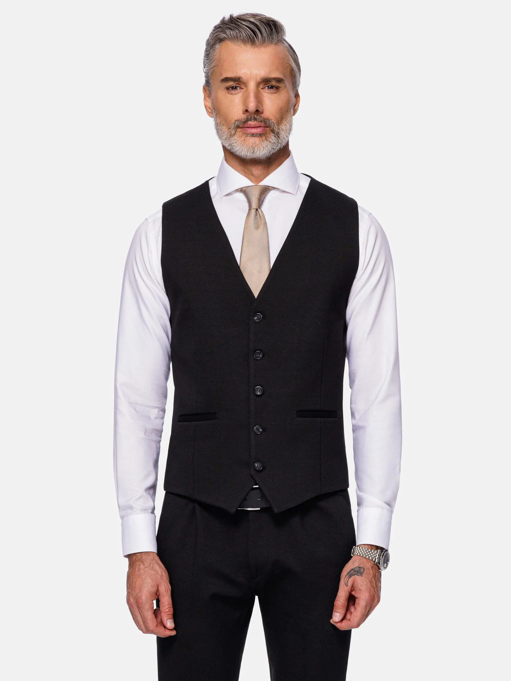 WAM DENIM Pakken & Maatwerk*Red Wood Glen Check Slim Fit Dark Red Black Suit Gilet