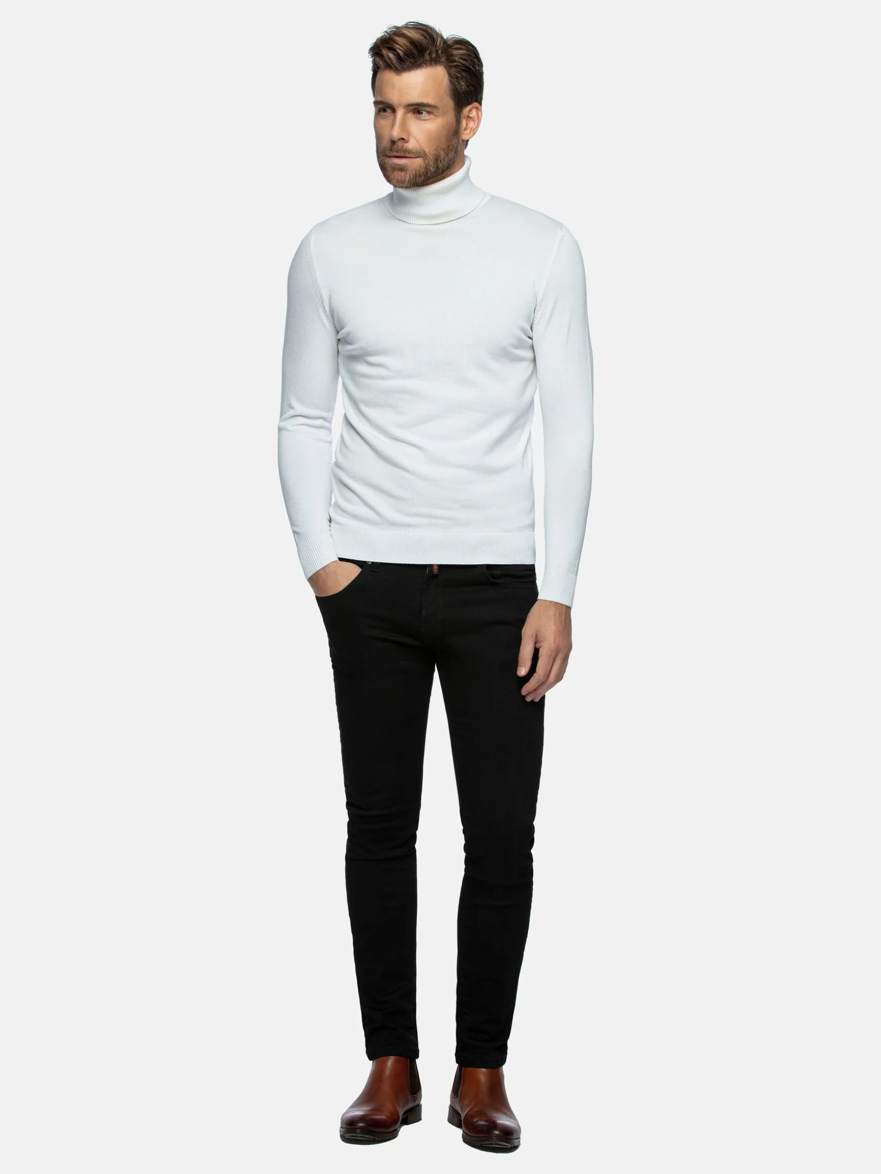 WAM DENIM Truien & Pullovers*Reinel High Neck Off-White Pullover