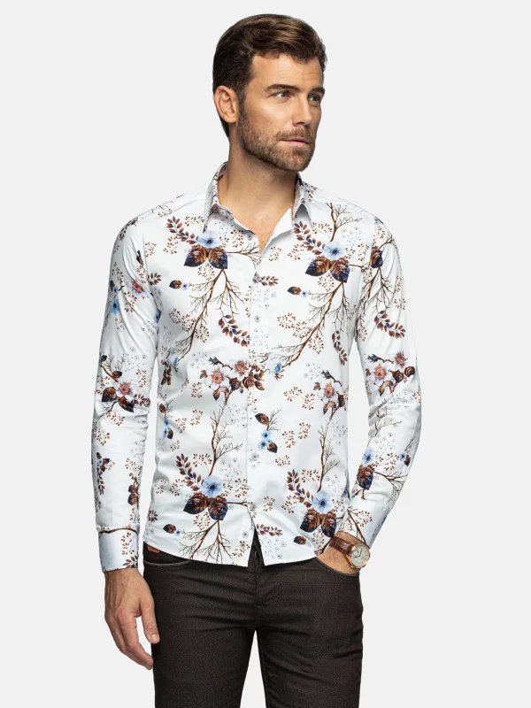 WAM DENIM Overhemd Lange Mouwen*Rennes Floral White Overhemd