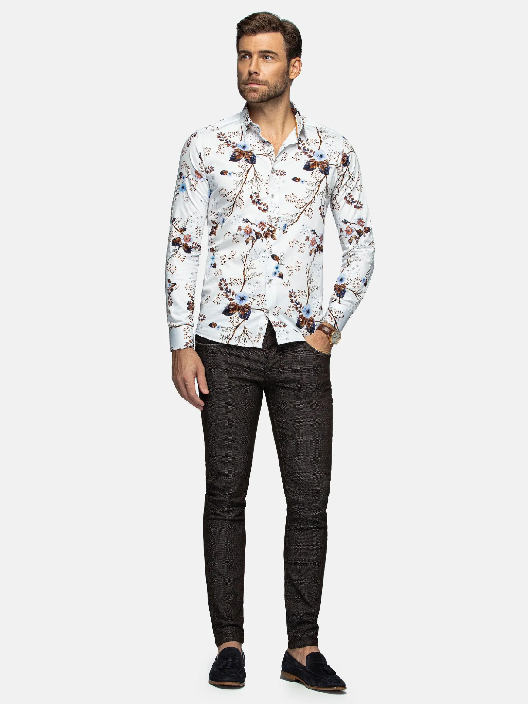 WAM DENIM Overhemd Lange Mouwen*Rennes Floral White Overhemd