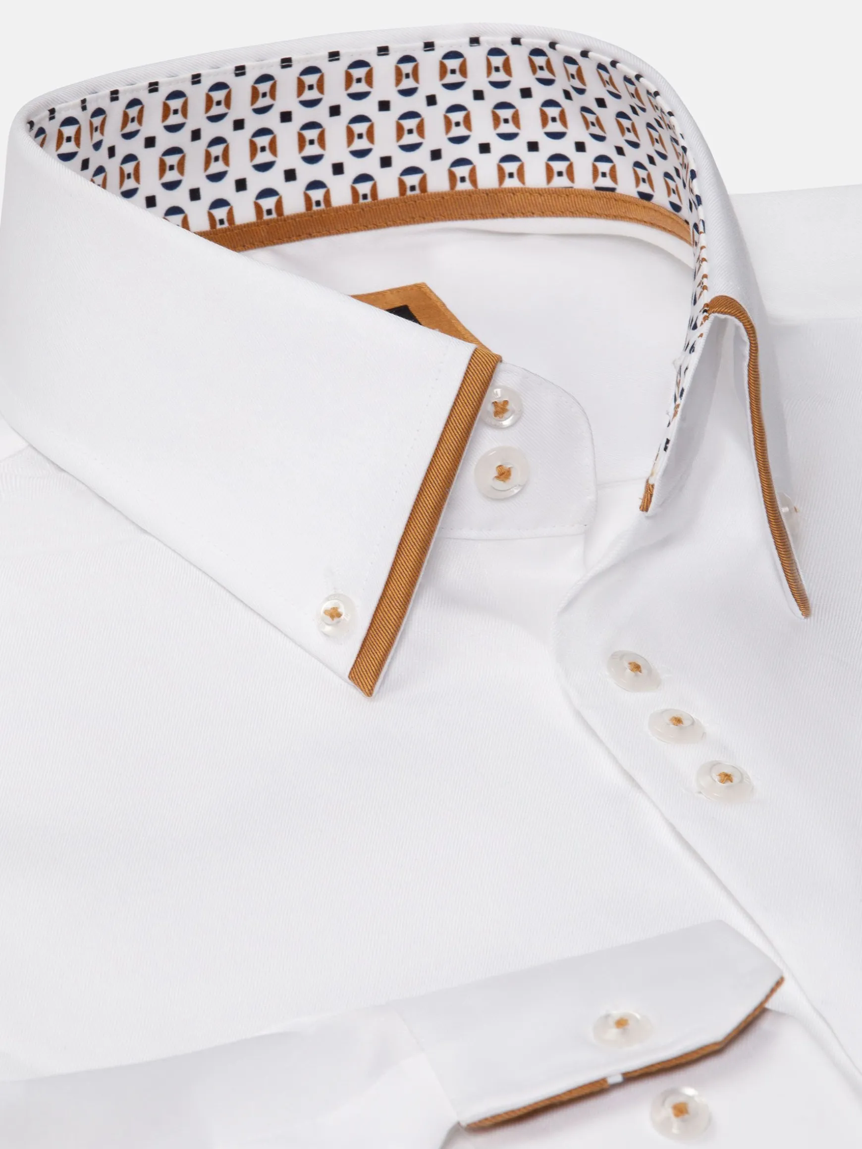 WAM DENIM Overhemd Lange Mouwen*Rocco White Non-Iron Business Overhemd