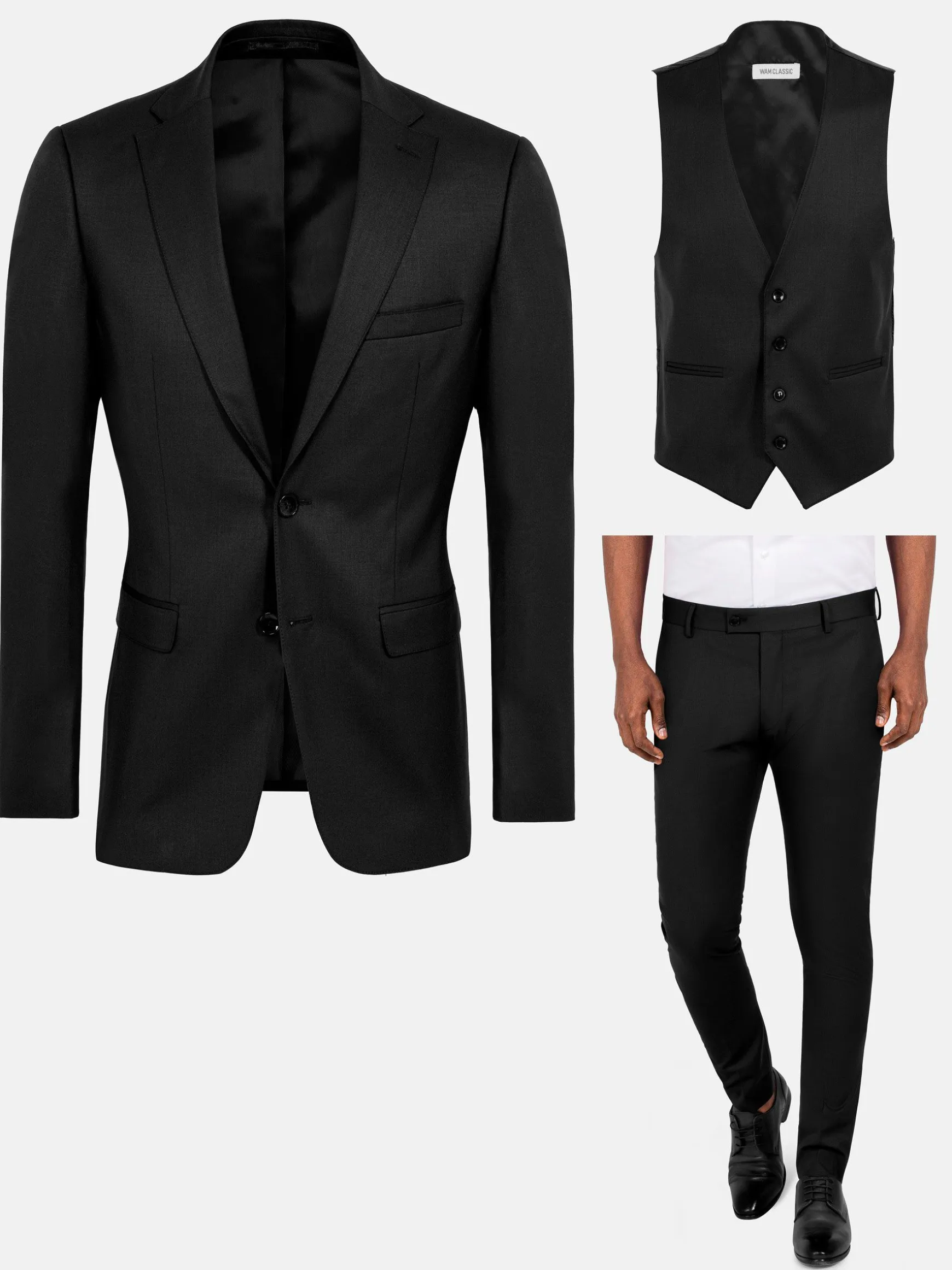 WAM DENIM Pakken & Maatwerk*Scottsville Notch Lapel Black Suit Colbert