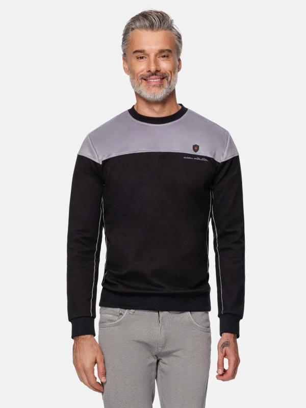 WAM DENIM Sweaters & Vesten*Sedona Round-Neck Grey Black Sweater