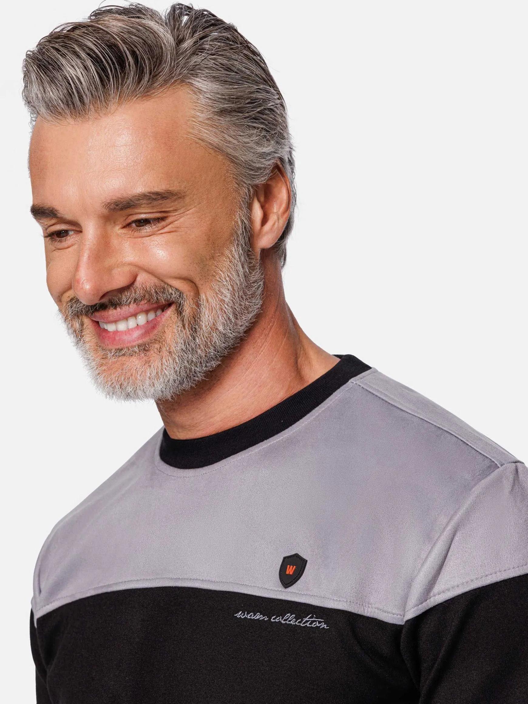 WAM DENIM Sweaters & Vesten*Sedona Round-Neck Grey Black Sweater