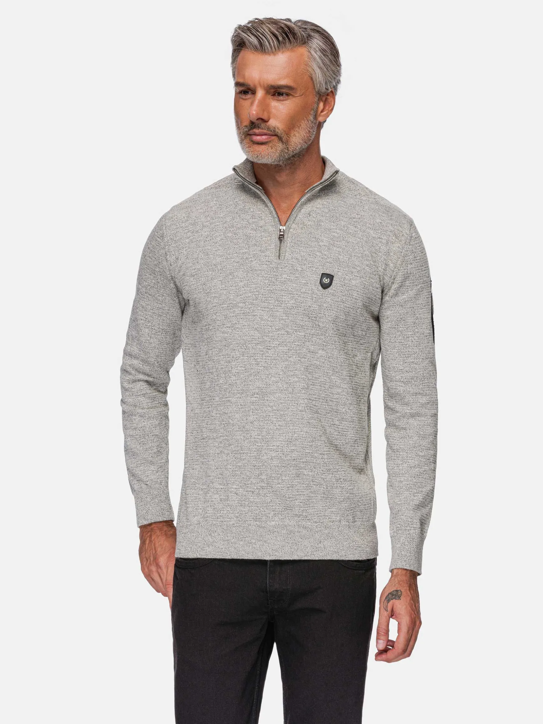 WAM DENIM Sweaters & Vesten*Sharon Half Zip Grey Sweater