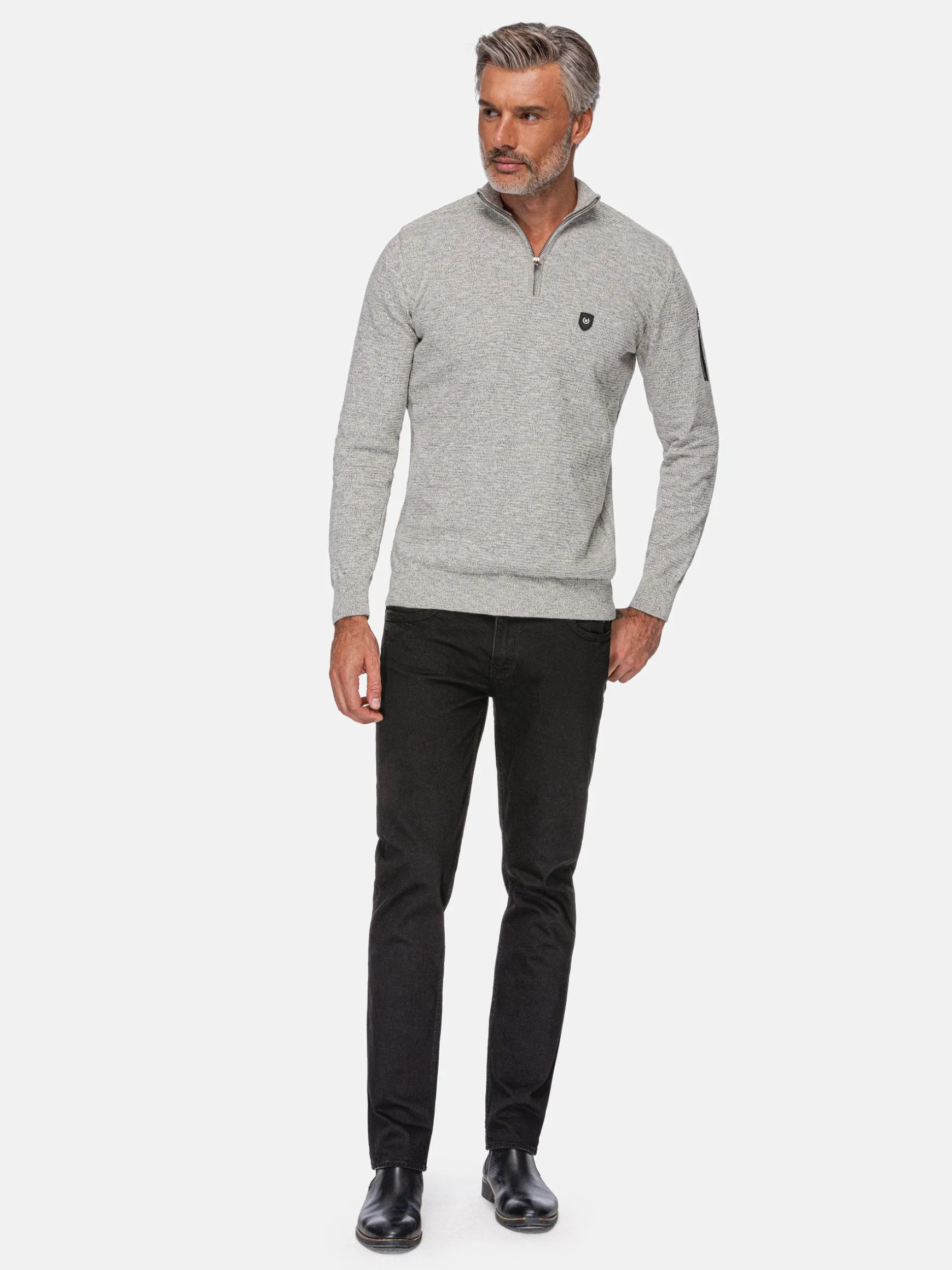 WAM DENIM Sweaters & Vesten*Sharon Half Zip Grey Sweater