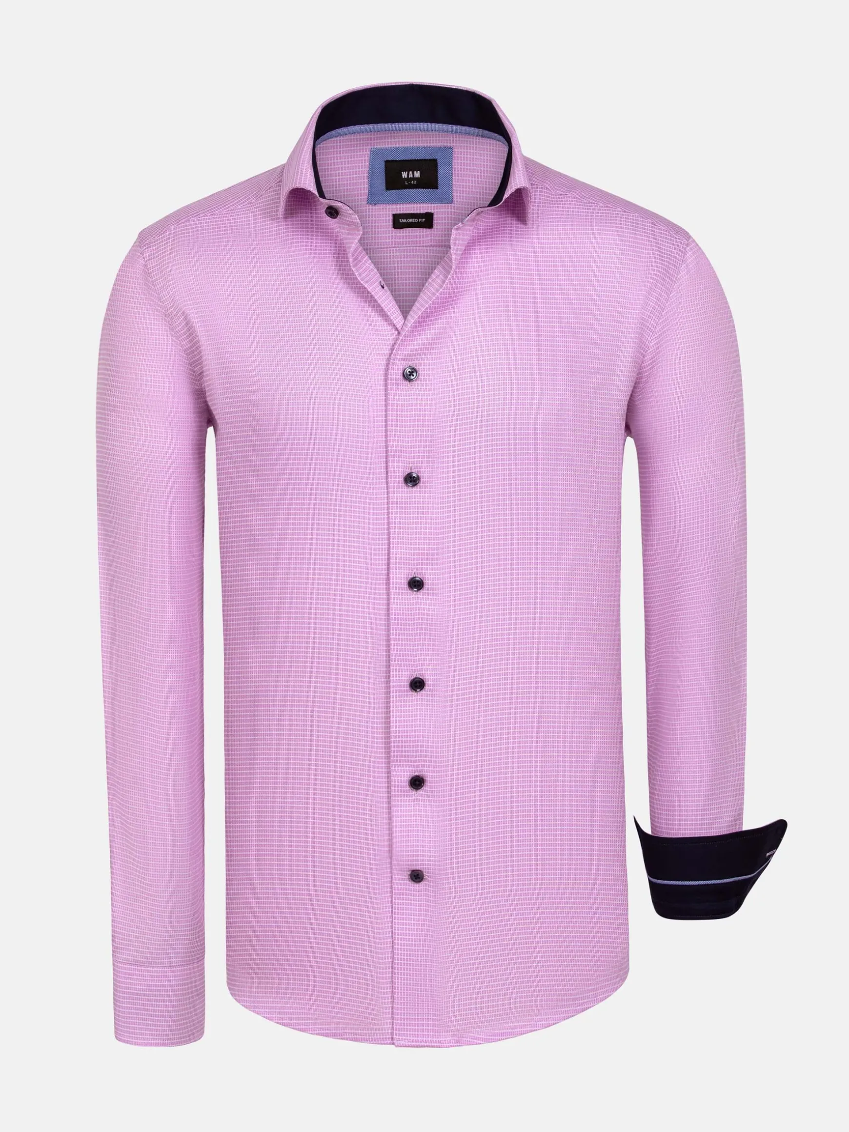 WAM DENIM Overhemd Lange Mouwen*Sky Lake Pink Micro Patterned Overhemd Lange Mouw