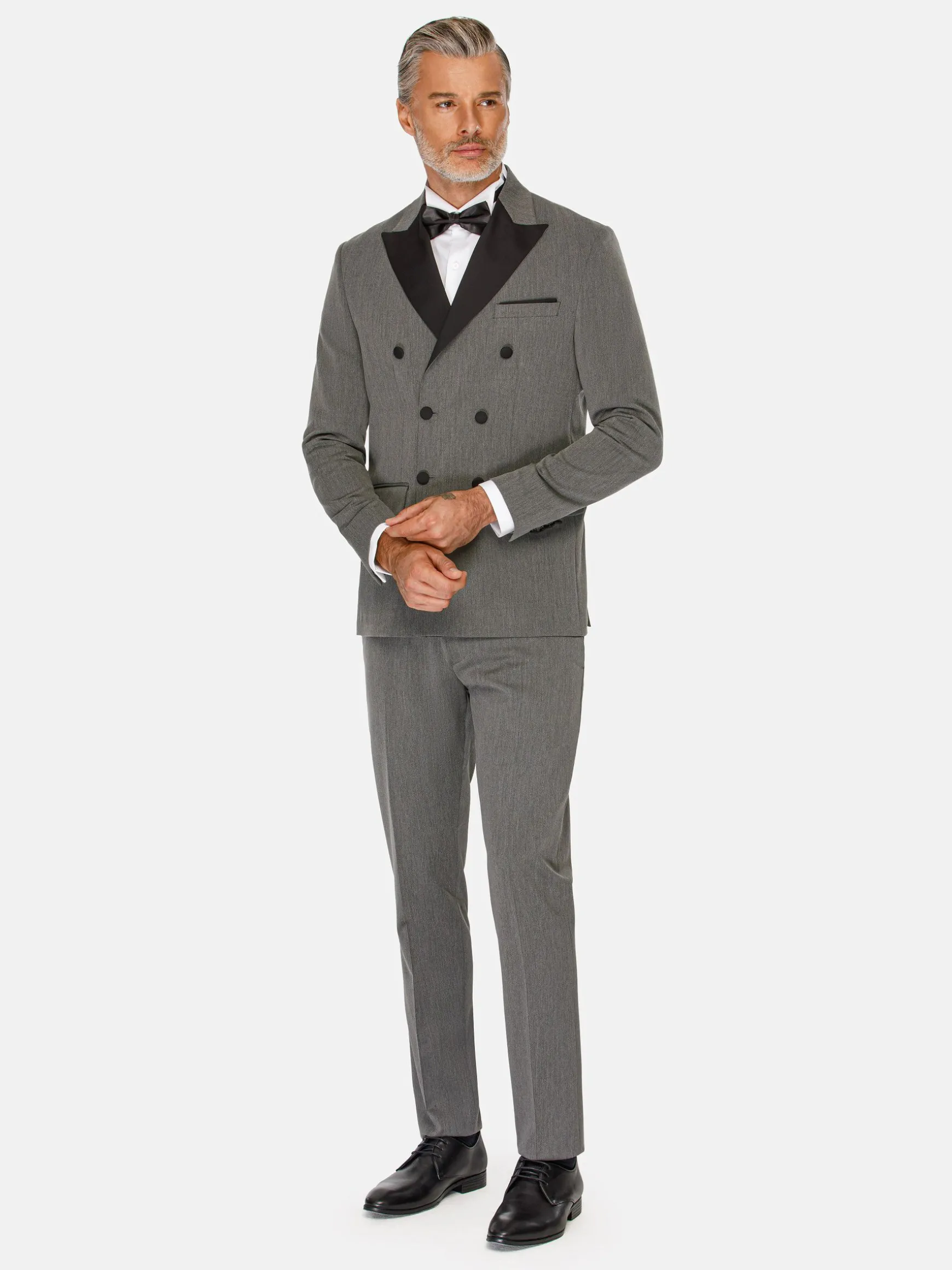 WAM DENIM Pakken & Maatwerk*Slim Fit Double Breasted Grey Colbert