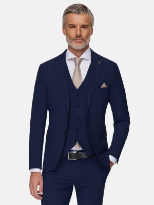 WAM DENIM Pakken & Maatwerk*Slim Fit Navy Textured Colbert