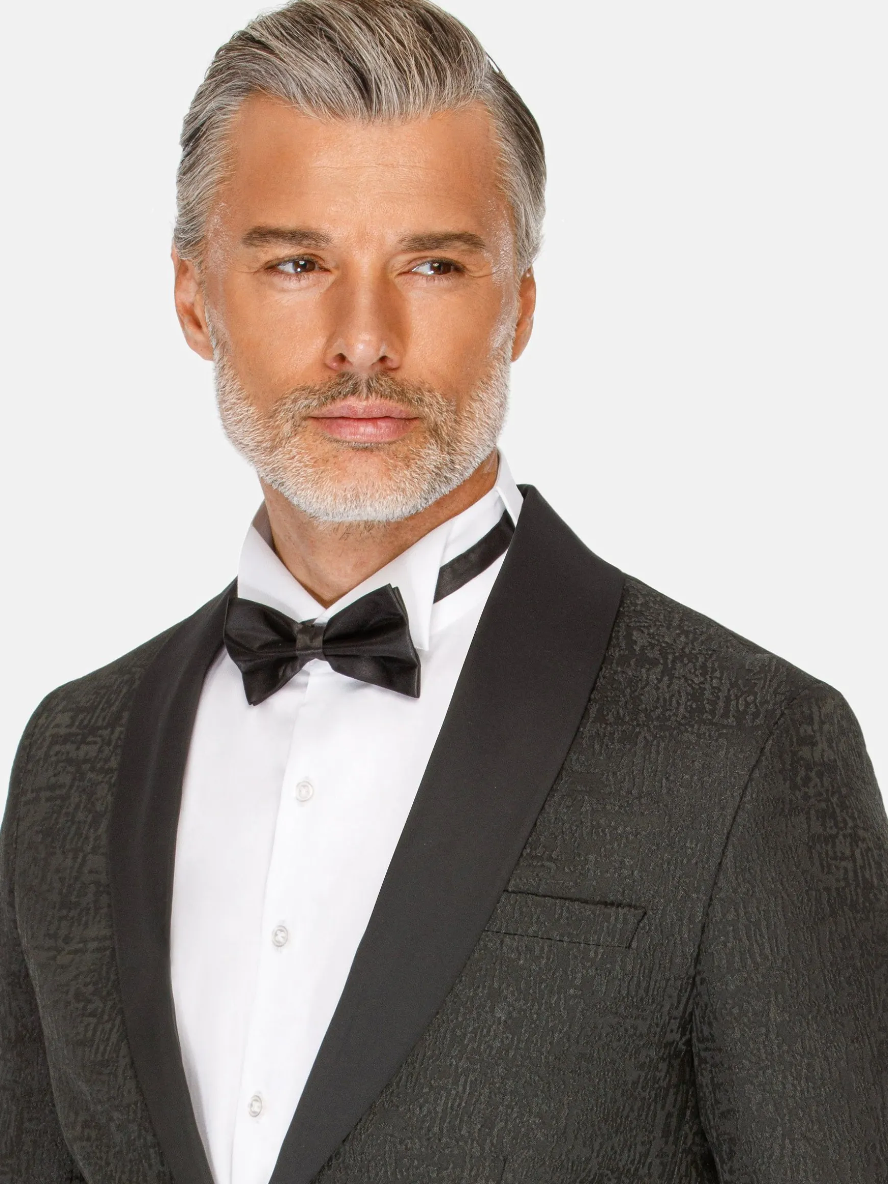 WAM DENIM Pakken & Maatwerk*Slim Fit Textured Black Tuxedo Colbert