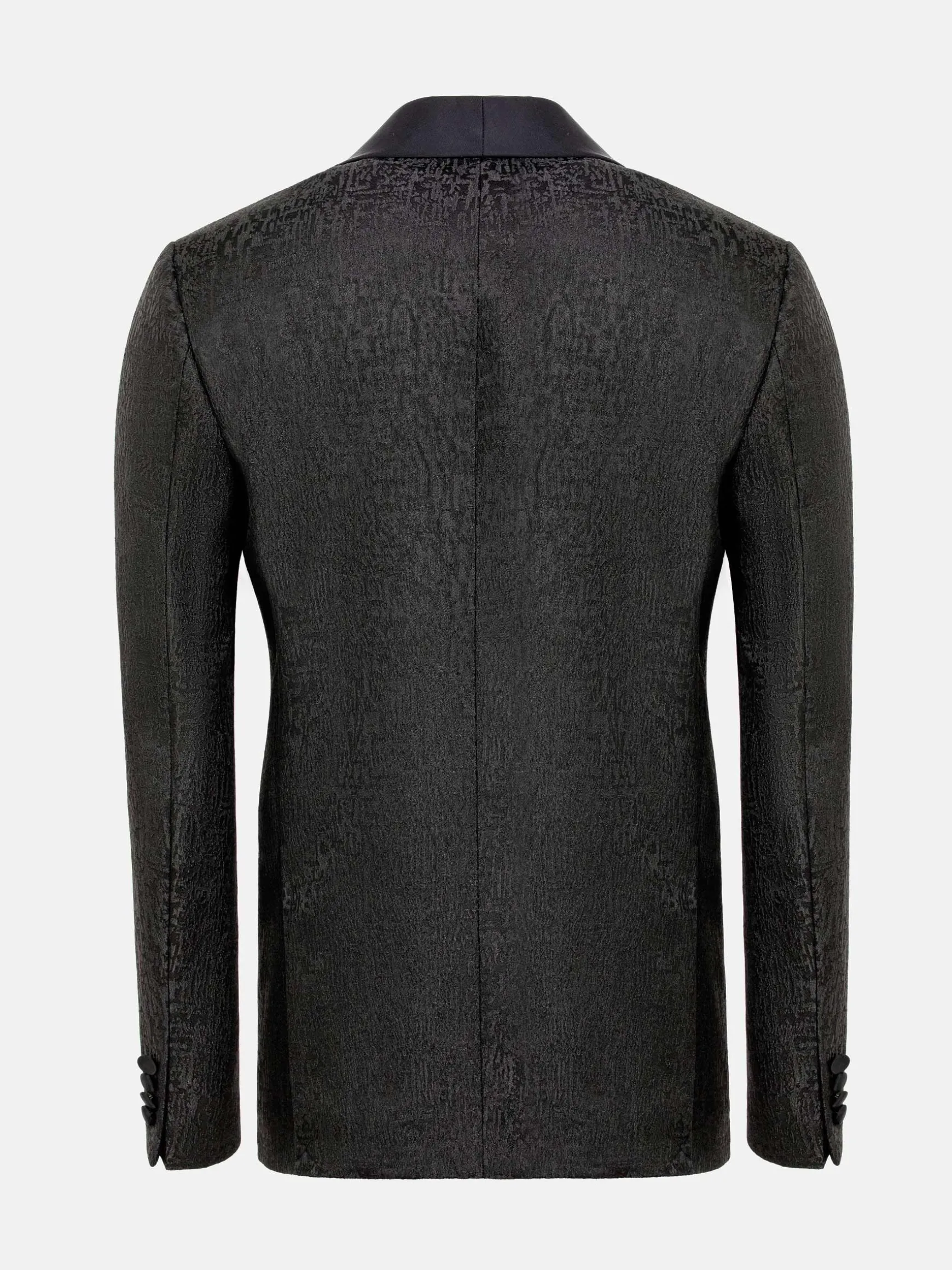 WAM DENIM Pakken & Maatwerk*Slim Fit Textured Black Tuxedo Colbert