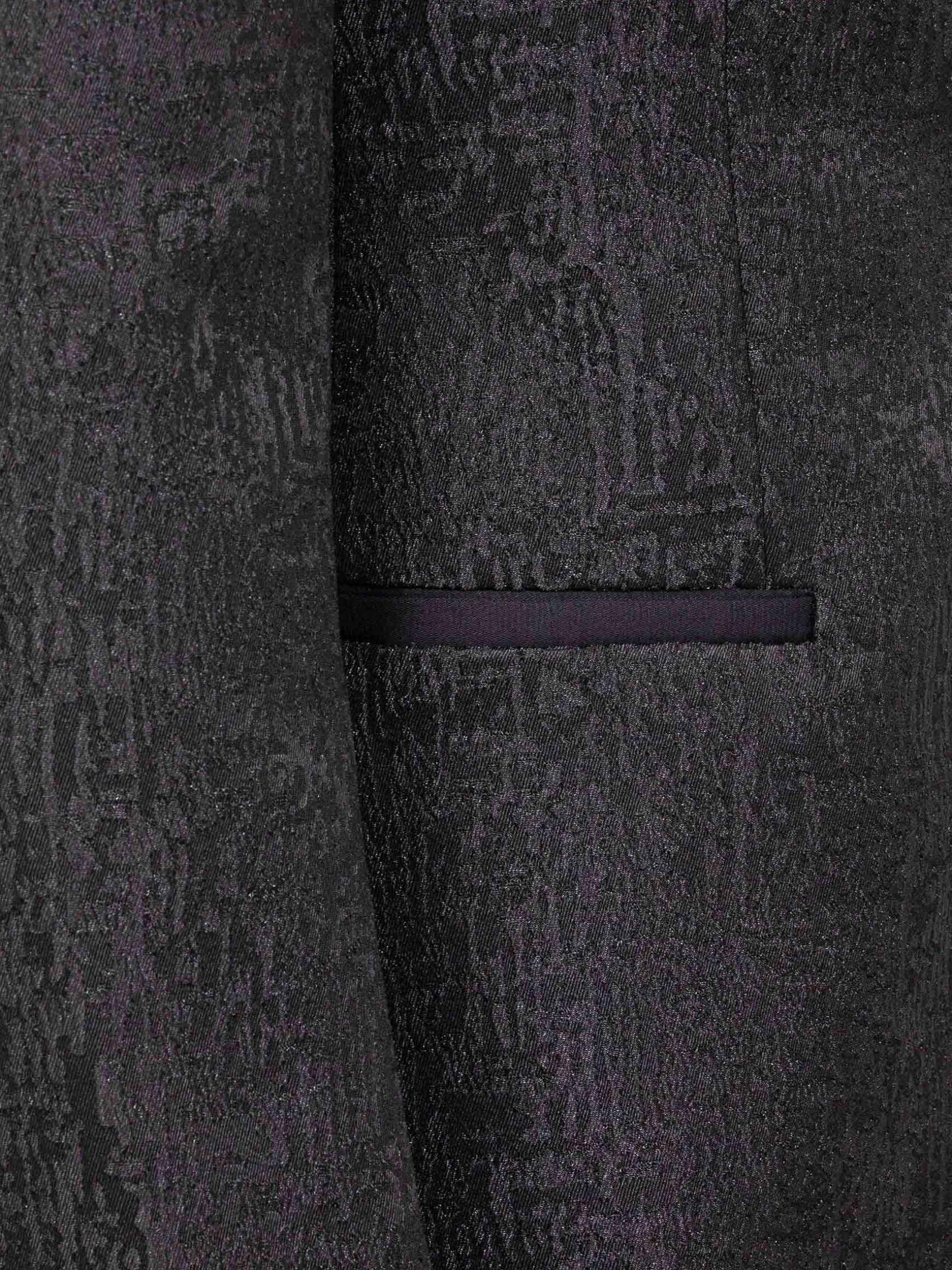 WAM DENIM Pakken & Maatwerk*Slim Fit Textured Black Tuxedo Colbert