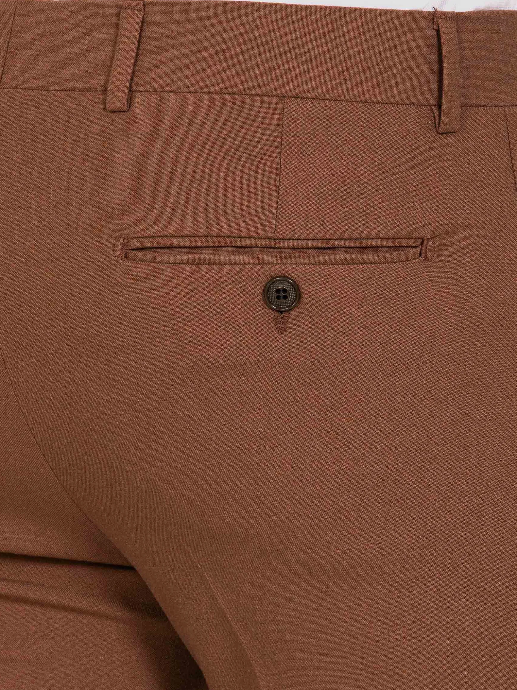 WAM DENIM Pakken & Maatwerk*Slim Fit Textured Brown Pantalon