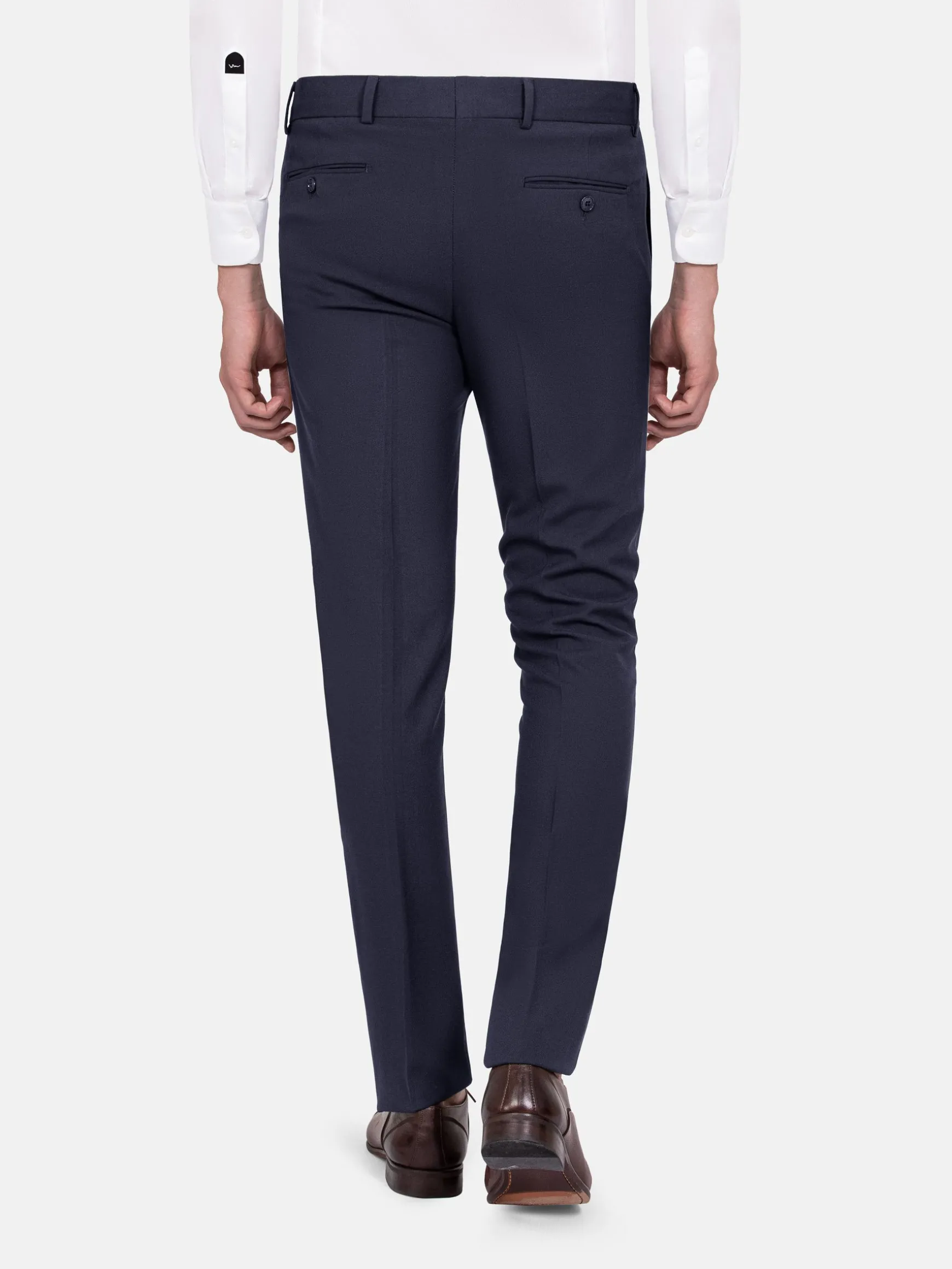 WAM DENIM Pakken & Maatwerk*Slim Fit Textured Navy Pantalon