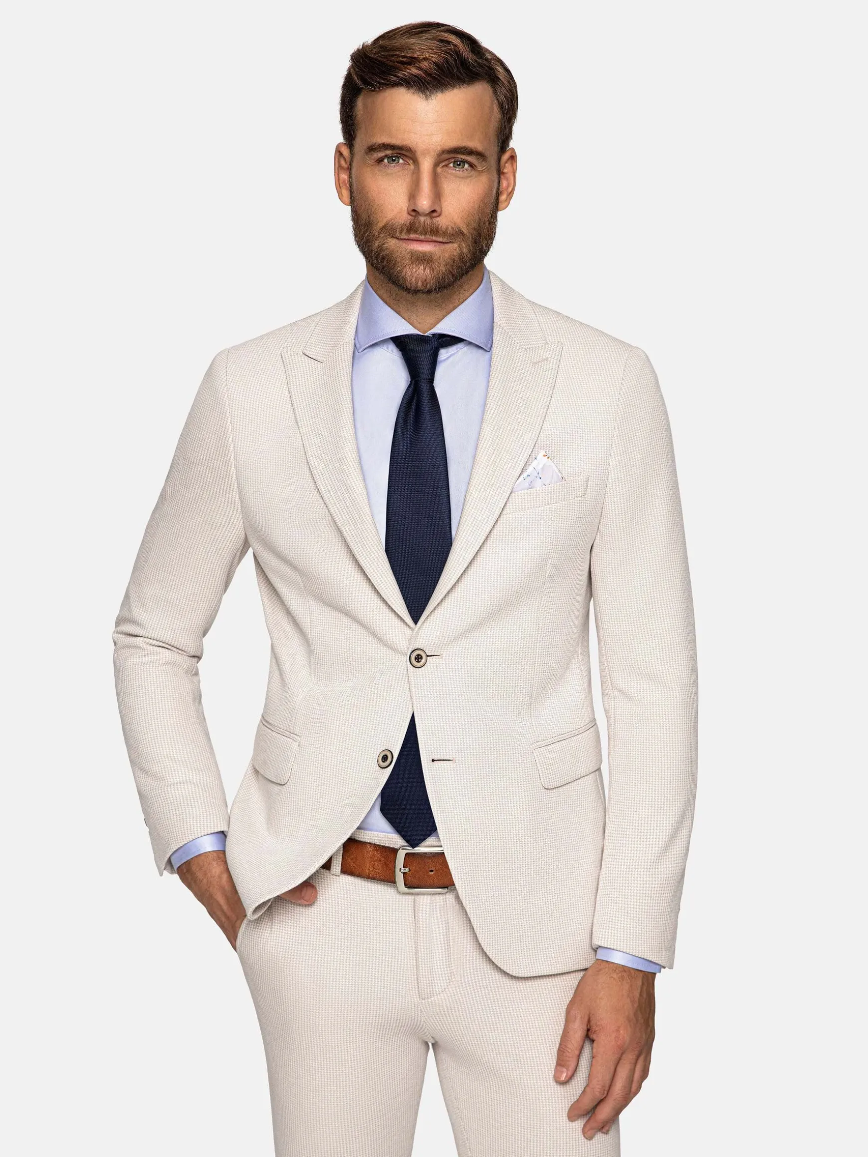 WAM DENIM Pakken & Maatwerk*Sur Mer Slim Fit Single Breasted Beige Colbert