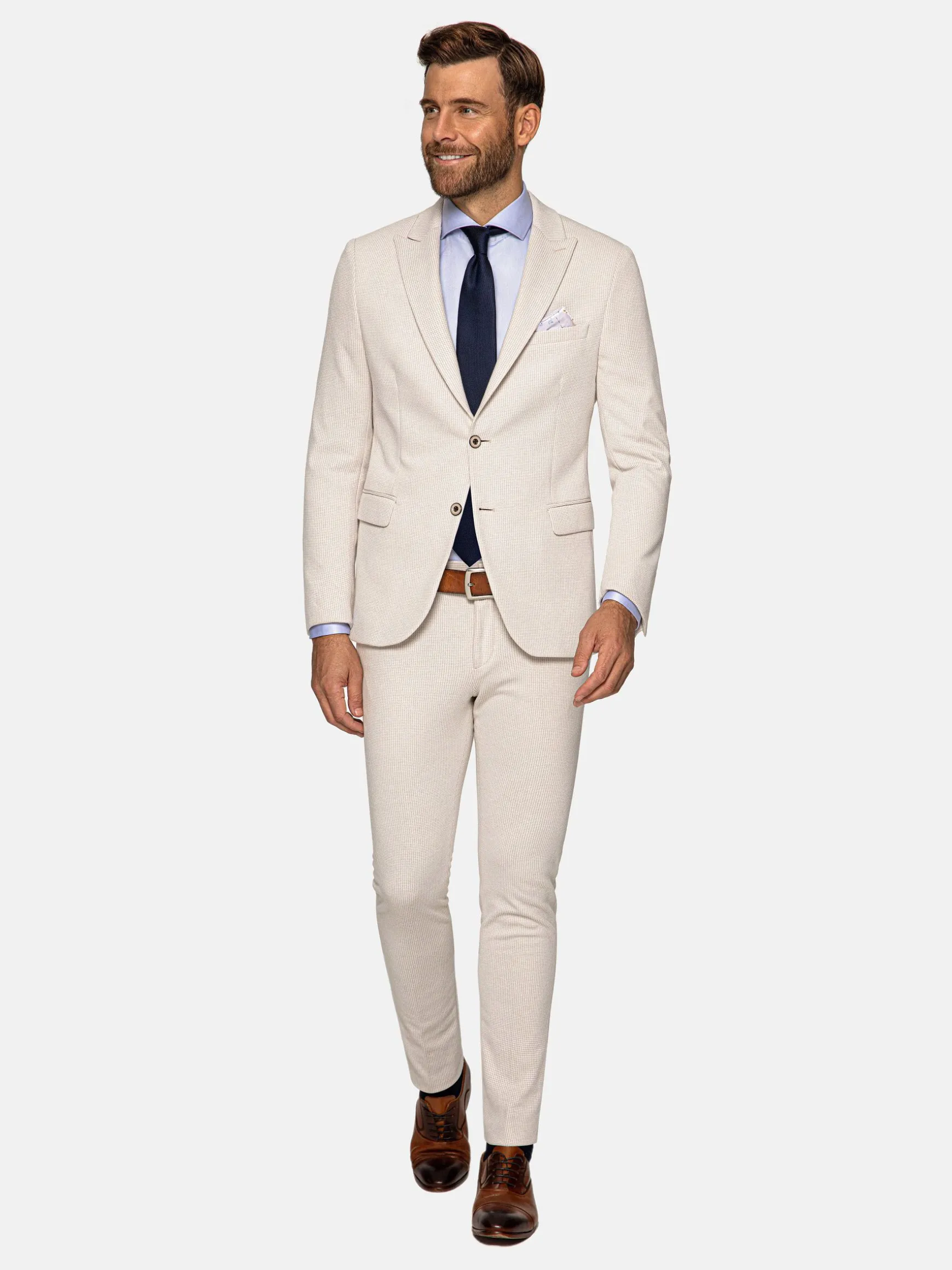 WAM DENIM Pakken & Maatwerk*Sur Mer Slim Fit Single Breasted Beige Colbert