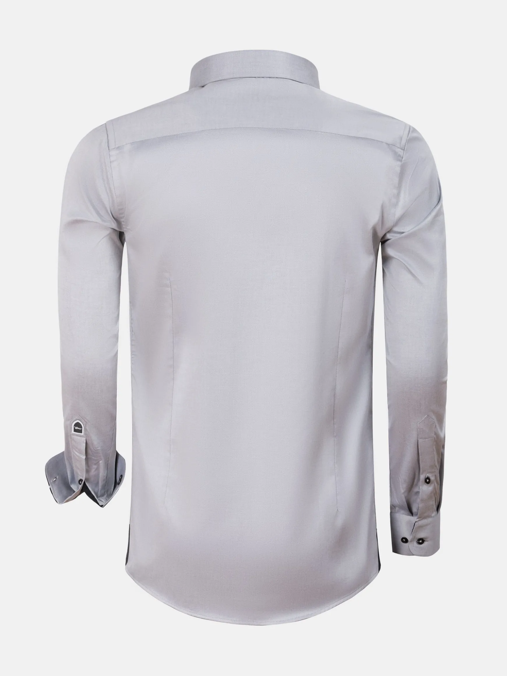 WAM DENIM Overhemd Lange Mouwen*Terrassa Solid Grey Overhemd Lange Mouw