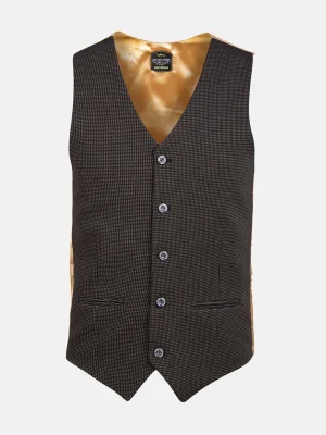 WAM DENIM Pakken & Maatwerk*Trieste Black Brown Plaid Vest