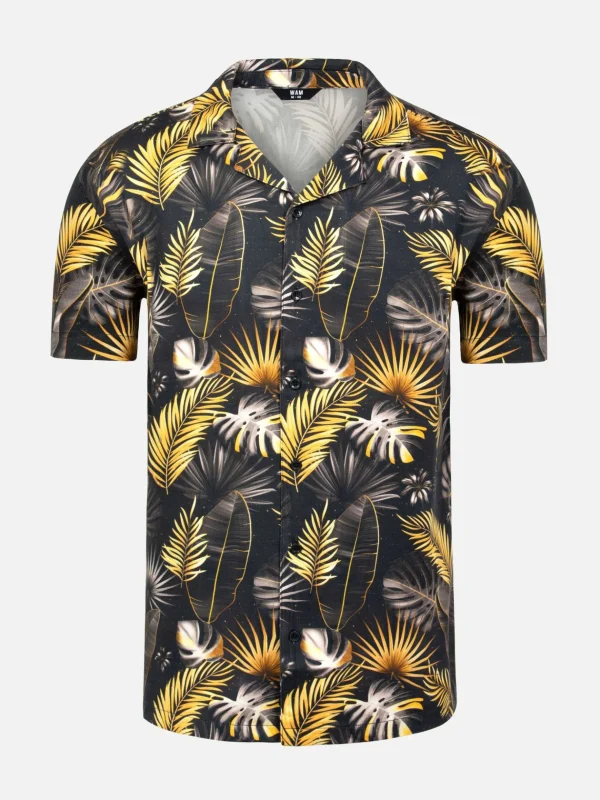 WAM DENIM Overhemd Korte Mouwen*Umberto Floral Black Overhemd
