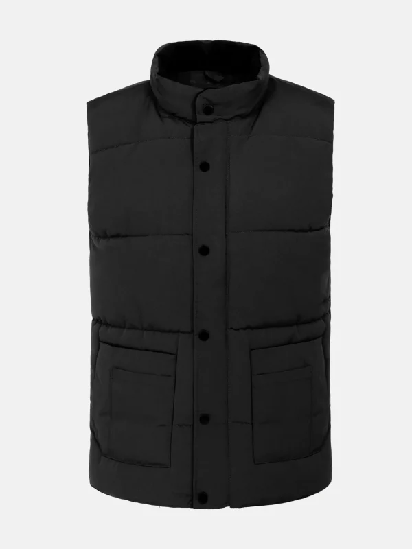 WAM DENIM Bodywarmer*Velvet Crew Neck Black Bodywarmer