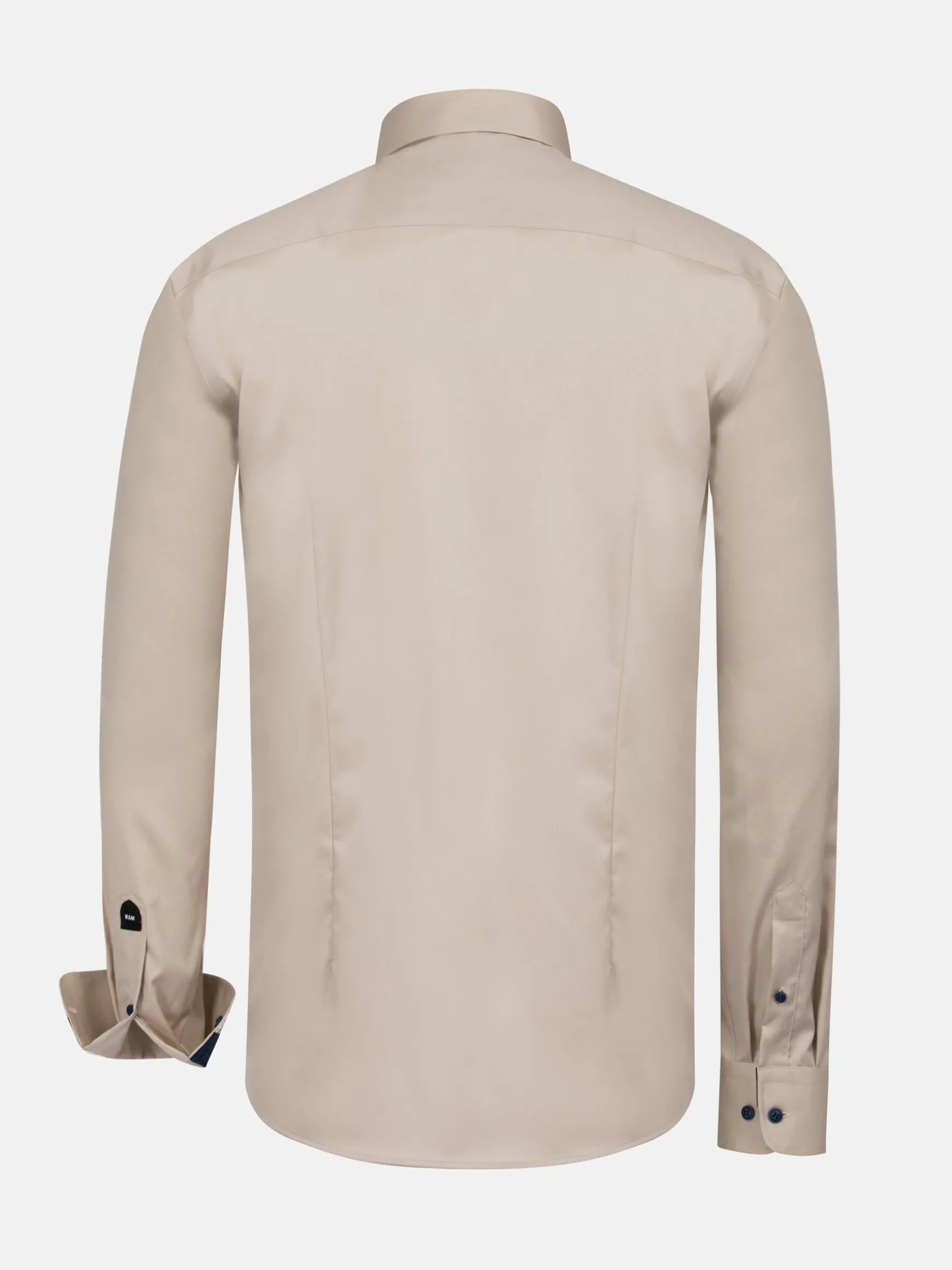 WAM DENIM Overhemd Lange Mouwen*Vercelli Solid Beige Overhemd Longe Mouw