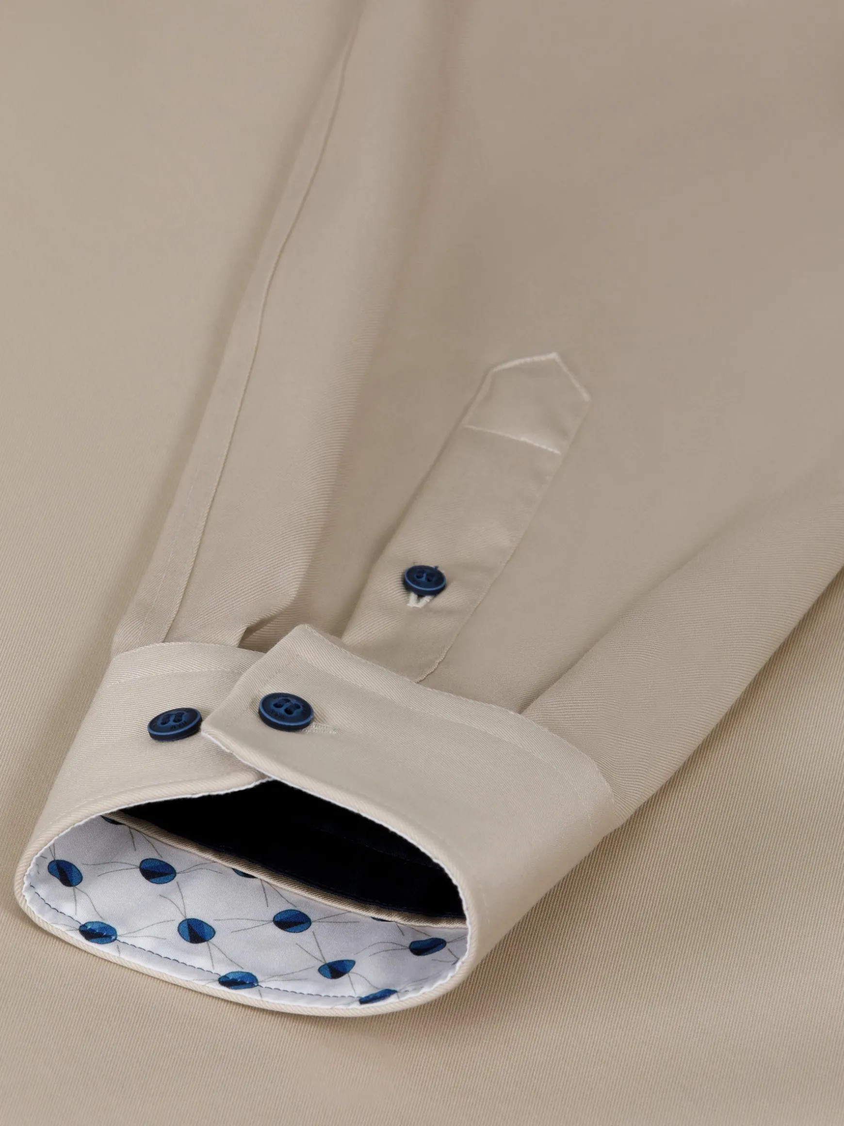 WAM DENIM Overhemd Lange Mouwen*Vercelli Solid Beige Overhemd Longe Mouw