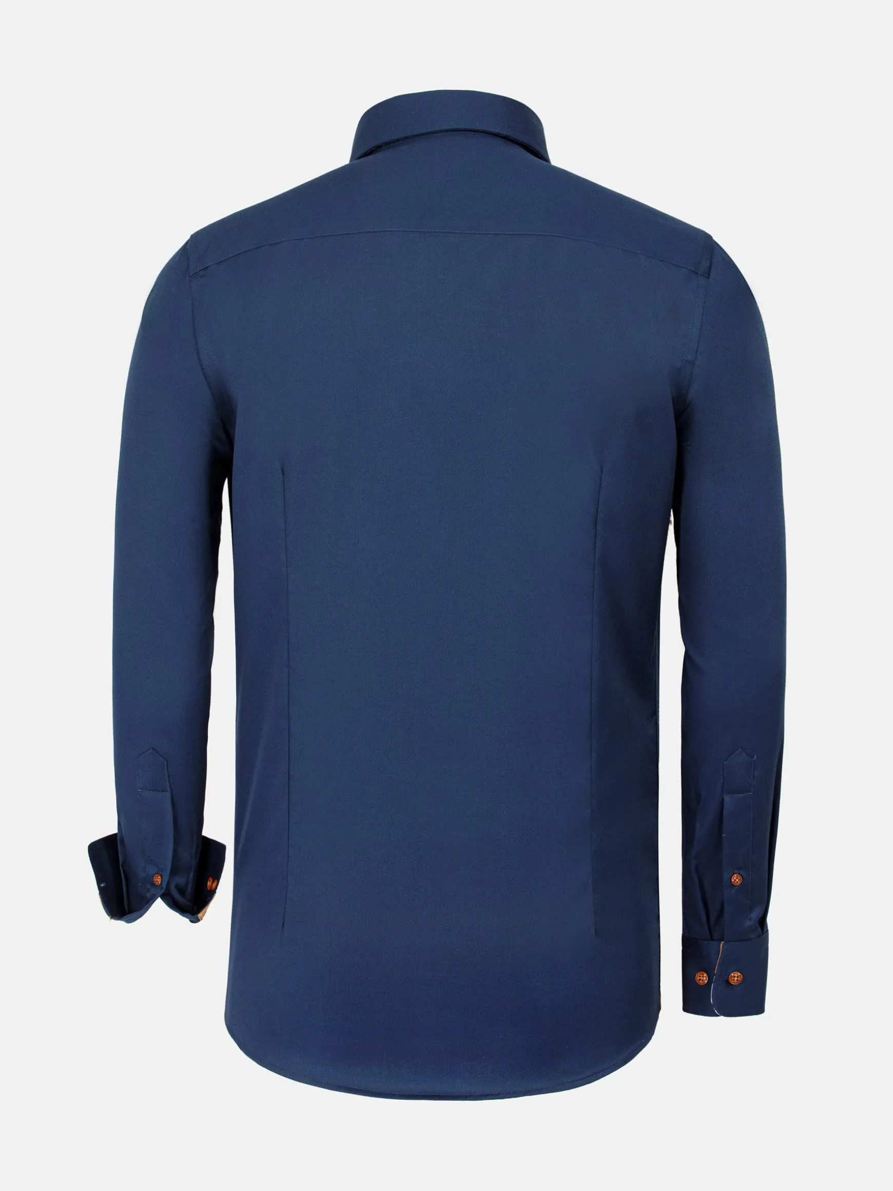 WAM DENIM Overhemd Lange Mouwen*Vercelli Solid Navy Overhemd Lange Mouw