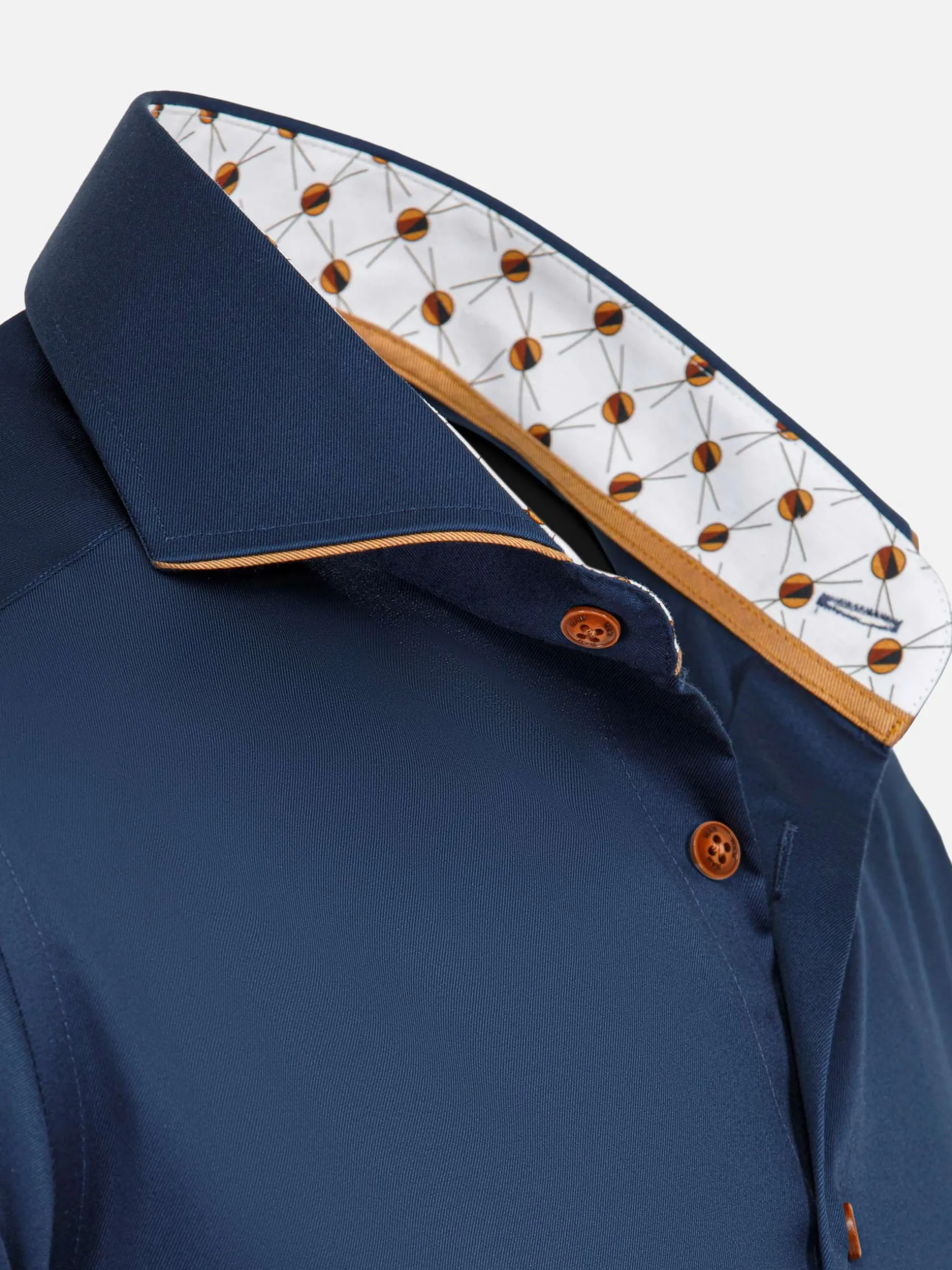 WAM DENIM Overhemd Lange Mouwen*Vercelli Solid Navy Overhemd Lange Mouw