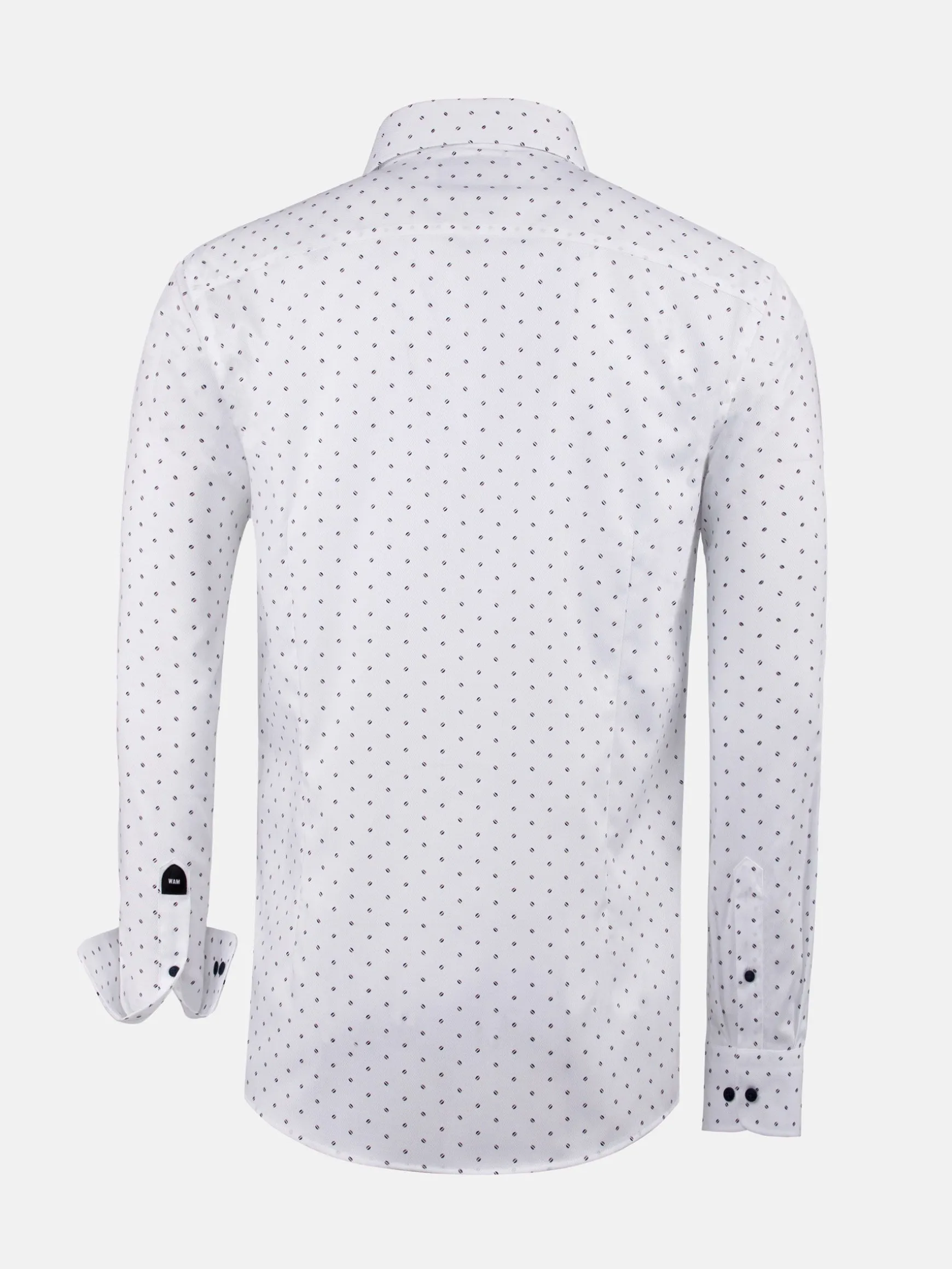 WAM DENIM Overhemd Lange Mouwen*Verdantia Coffee Bean Pattern White Overhemd Lange Mouw