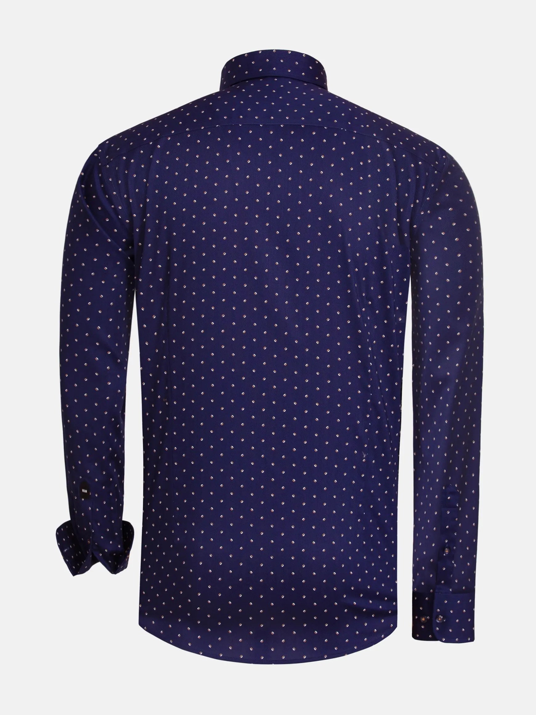 WAM DENIM Overhemd Lange Mouwen*Verdantia Coffee Bean Pattern Navy Overhemd Lange Mouw