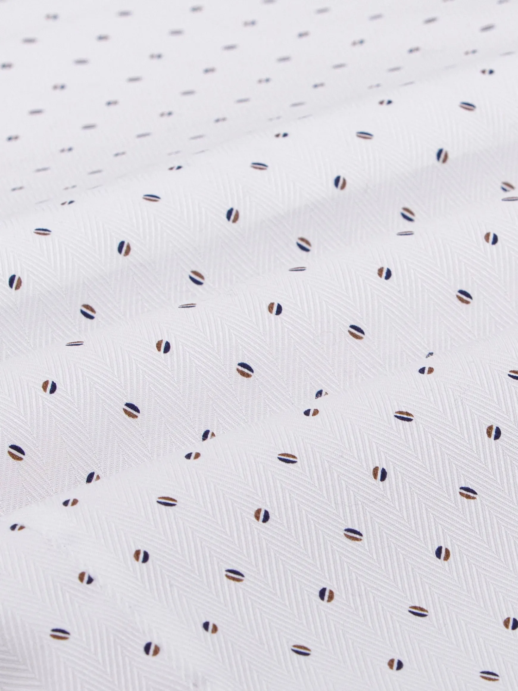 WAM DENIM Overhemd Lange Mouwen*Verdantia Coffee Bean Pattern White Overhemd Lange Mouw