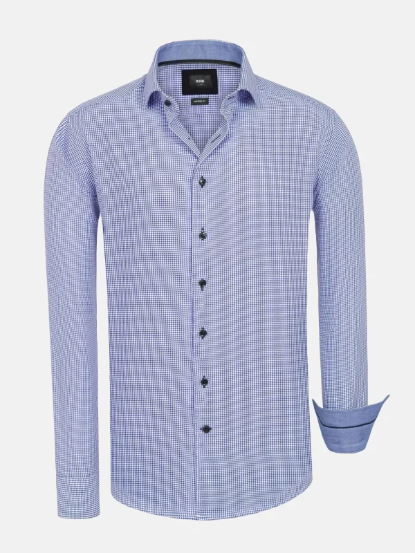 WAM DENIM Overhemd Lange Mouwen*Vermilion Checkered Blue Overhemd Lange Mouw