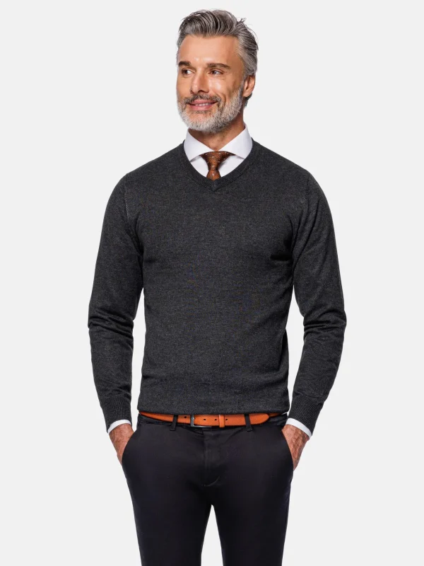 WAM DENIM Truien & Pullovers*V-Neck Anthracite Pullover