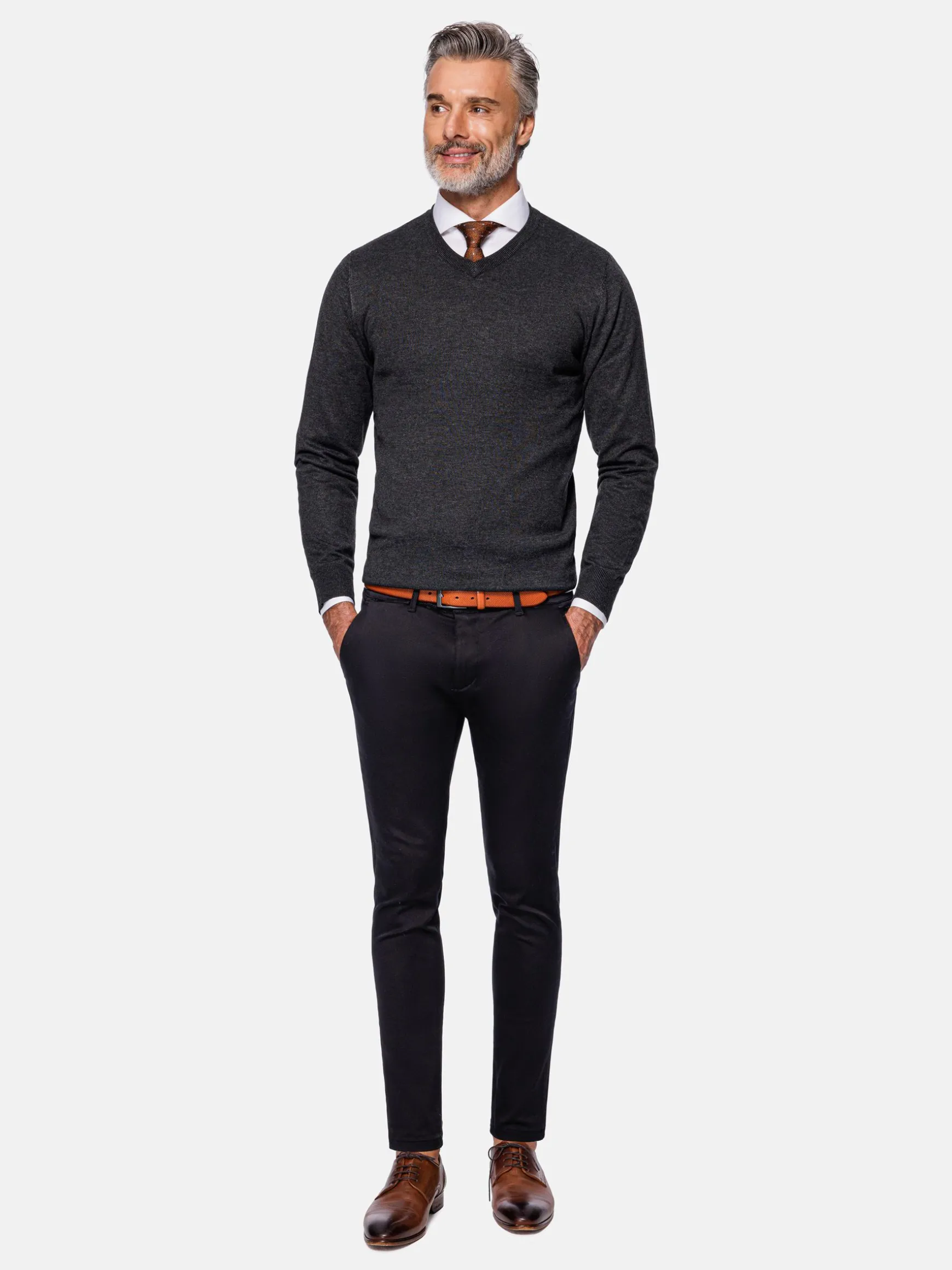 WAM DENIM Truien & Pullovers*V-Neck Anthracite Pullover