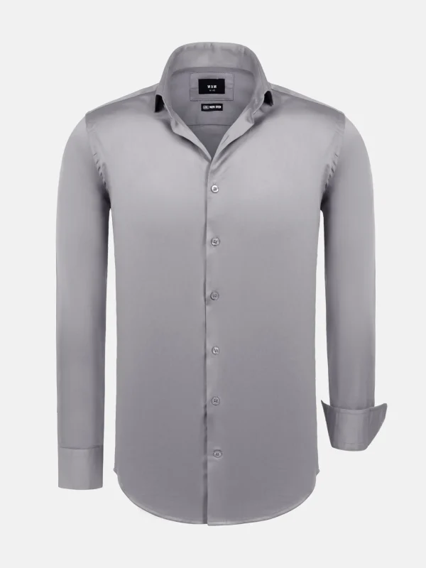 WAM DENIM Overhemd Lange Mouwen*William Grey Slim Fit Men’s Cotton Overhemd